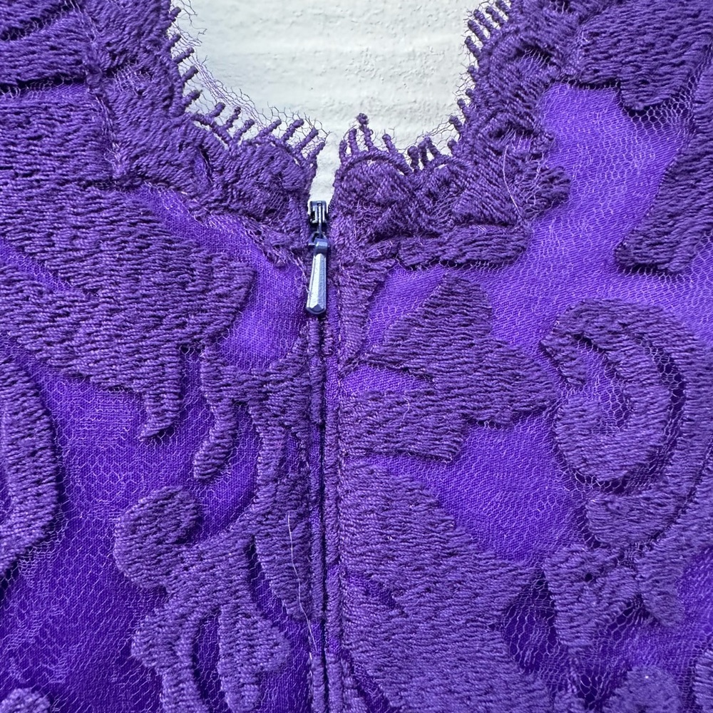 Tadashi Shoji Embroidered Lace Sheath Dress Purple - Picture 12 of 13